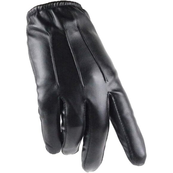 Men's  Black Long Keeper Leather Touchscreen Winter Driving Warm Wrist Gloves - Picture 2 of 7